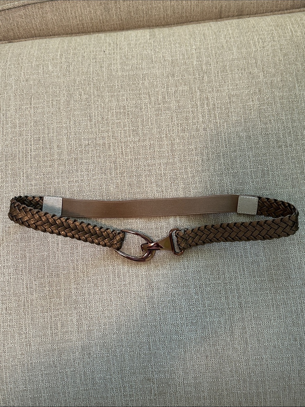 Unknown brand copper Brown Elastic Belt with copper colored Metal Loop